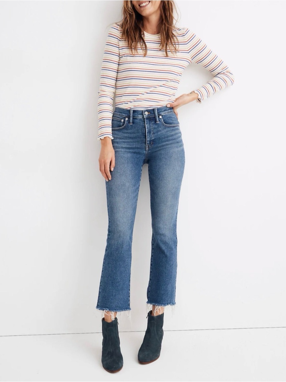 Madewell Medium Wash Cali Demi Bootcut Cropped Jean Style AF695 
Size 27